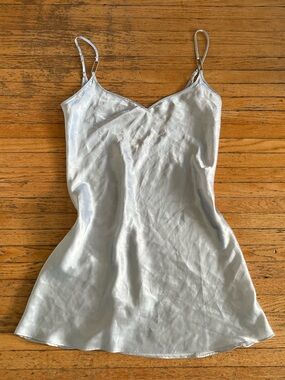 Vintage Silk & Satin Silver Mini Slip Dress